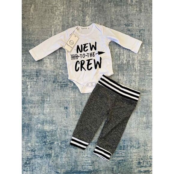 NWT! Royal Tots New To The Crew 2 Piece Set Size 60 / 3 - 6 Months - Picture 1 of 5
